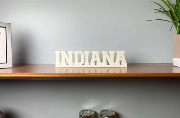 indiana 3d printed text