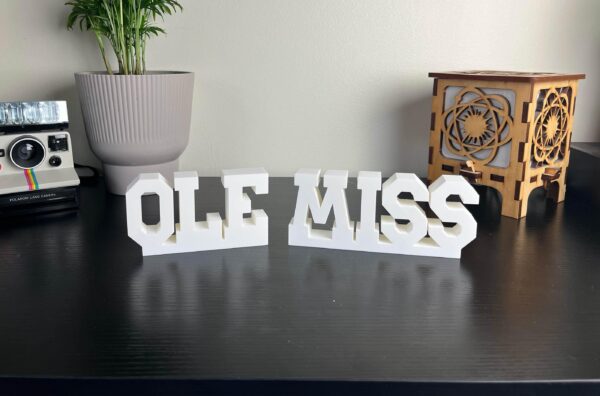 ole miss 3d printed text