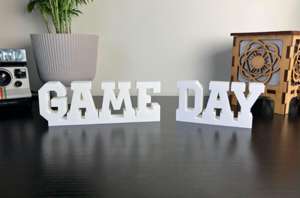 game day 3d printed text