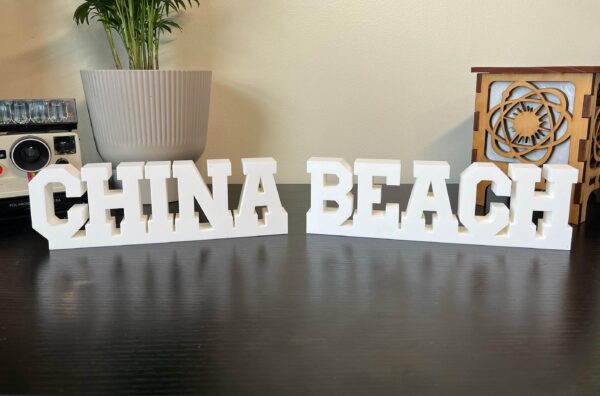 china beach 3d printed text