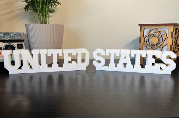 united states 3d printed text