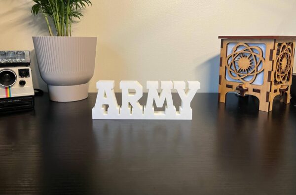 army 3d printed text