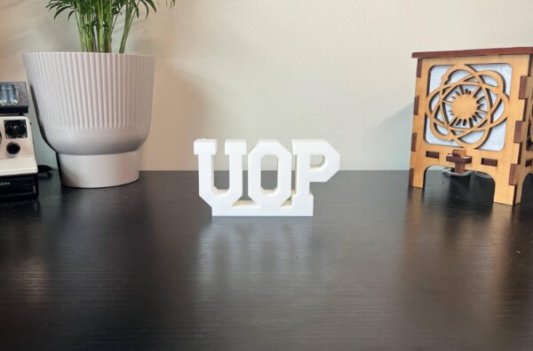 uop 3d printed text